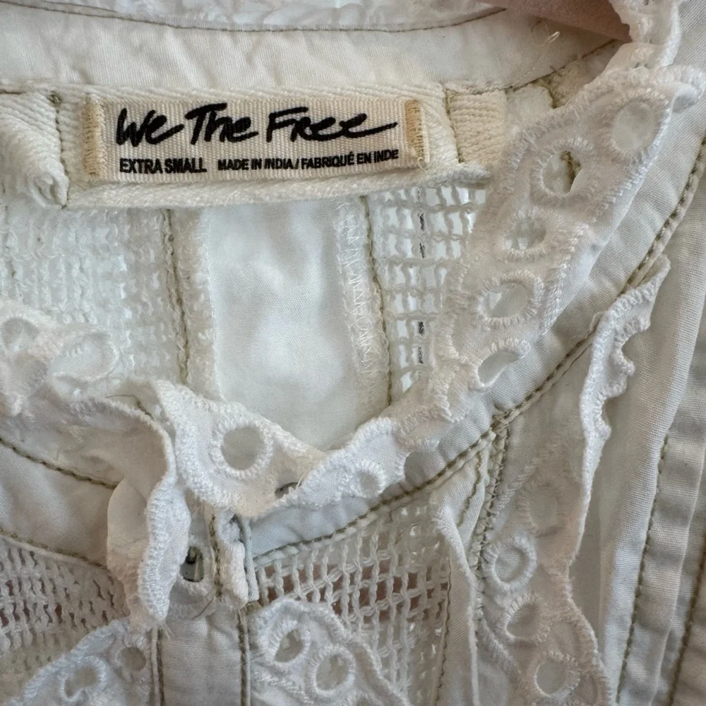 We The Free Women's White Lace Blouse